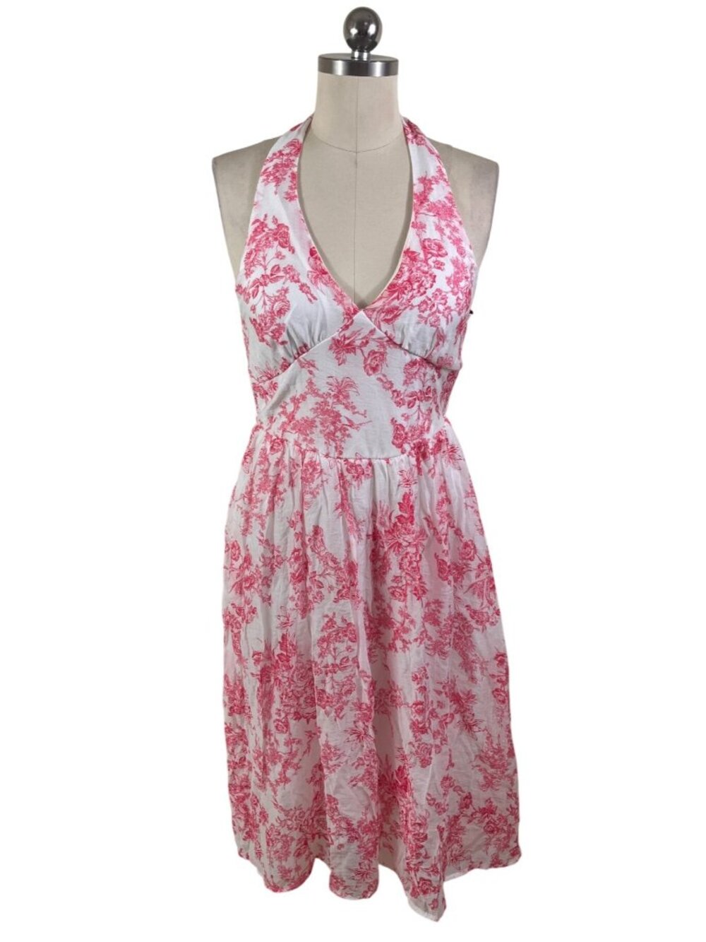 Liberty Love Floral CottageCore Tea Garden Party Halter Dress Medium Pink Preppy